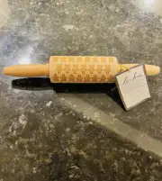 Embossed GingerBread Man Cookie Dough Wood Mini Rolling Pin Cocoa Bar