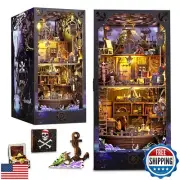 OurMiao Book Nook Kit Pirate Ship Aden, DIY Miniature Book Nook Kits for Adul