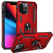 For iPhone 14 Pro Max Case, Protective Shockproof TPU/PC Cover, Ring Holder, Red