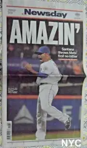 Johan Santana Throws Mets First No Hitter NY Newsday 6/2/2012