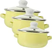 VALICLUD Soup Pot 3-Piece Set Sturdy Double Handles Flat Base Pot for Quick Cooking Suitable for Soup Noodles Milk