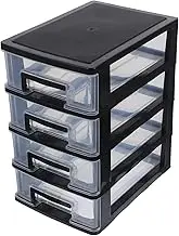 HYTROVE Four Layer Drawer Type Closet Portable Multifunctional Plastic Storage Box Dustproof Organizer Rack for Office and Study Room Black and Transparent Maximize Space