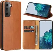 [GoshukunTech] Case for Galaxy S21 FE,for Samsung Galaxy S21 FE 5G Wallet Cover,6.4 inch,Magnetic Wallet Case Leather Flip Folio Cover with Card Slots-Light Brown
