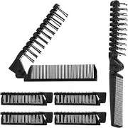 Pack of 6 Travel Hair Comb, Foldable Brush Comb, Mini Pocket Comb, Antistatic Hair Comb, Portable Double Headed Hair Brush, Plastic Folding Comb, Massage Head Brush for Men and Women (Black)