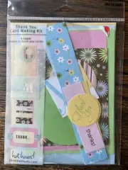 NEW Hot Hues Thank You Card Making Kit 4 cards envelopes ribbons DIY craft paper
