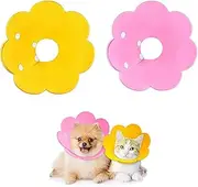 Cat Recovery Collar, 2 PCS Post Surgical Soft Adjustable Pet Protection Collar for Kitten, Cats, Puppy (Pink & Yellow)