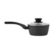 16cm Stone Blast Heavy Gauge Saucepan - Black