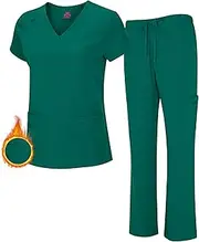 [M&M SCRUBS] Women's Breathable Cool Stretch Fabric Scrub Top and cargo Pant Set