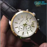 MASERATI 瑪莎拉蒂 男款石英手錶 時尚三眼計時多功能防水日曆皮帶錶