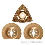 3pc Oscillating Tile Grout Carbide Blade Kit Fits Older Dremel Multi-Max Machine