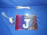 NEW Justice Girls J Purse Convertible Crossbody Bag Wristlet Initial Flip Sequin