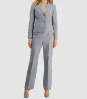 Le Suit Women's Gray Solid Notch-Collar 2-Piece Pantsuit Size 8