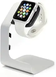 [Tranesca] Watch Charger Stand Holder Dock Compatible with Apple Watch Series Ultra2/Ultra/9/8/7/6/5/4/3/2/1/SE (49mm/45mm/44mm/42mm/41mm/40mm/38mm) - Silver Grey