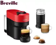 NEW Breville Nespresso Vertuo Pop Coffee Machine 1.1L Bundle - Red BNV150RED4JAN