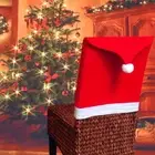 Santa Hat Christmas Chair Cover Chair Case Red Non-woven Xmas Party Supplies G