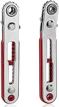 2 Pcs Mini Ratchet Wrench Set Flat Head & Elbow Head Cr-V Steel Reversible Ratcheting Wrenches with 1/4" Hex Drive Socket High Torque Offset DIY Hand Tools for Screwdriver Bits