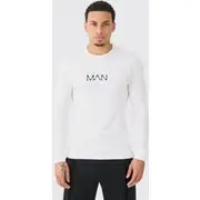 Mens White Man Dash Muscle Fit Long Sleeve T-shirt