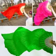 Folding Bamboo Hand Held Fan Fancy Dress Long Silk Handheld Fan Wedding Decor x1