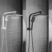 ACA Shower Head Set 8" Rain Handheld Heads Square Chrome Black WELS High Pressure