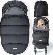 Orzbow Universal Footmuff for Pushchair with Bag,Waterproof Cosy Toes for Baby Buggy Pram Stroller with Adjustable Hood,Polar Fleece Liner,Machine Washable and Removable Winter Pushchair Liner (Black)
