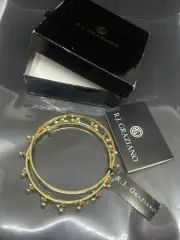 VTG R.J. Graziano GoldTone Faux Pearls Set Of 3 Bangle Bracelets 7.67” NWT Box