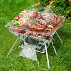 Camping Fire Pit Portable BBQ Grill Smoker Stainless Steel Outdoor Patio Heater