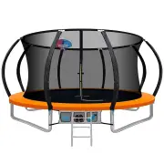 Everfit 12FT Trampoline Round Trampolines With Basketball Hoop Kids Present Gift Enclosure Safety Net Pad Outdoor Orange