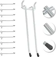 HUHOLE Double Arm Pegboard Hooks 6 Inch 10PC, Fit 1/4" Pegboard, Ideal Peg Board Tool Utility Hooks for Garage Organization, Wall Storage, Heavy Duty Tool Holder with Protecting Tip