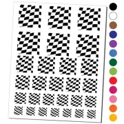 Waving Racing Checkered Flag Pattern Temporary Tattoo Water Resistant Set