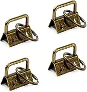 SPEEDWOX 25 Pcs Key Fob Hardware with Split Ring Webbing Antique Brass 1 Inch