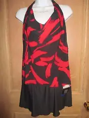 NEW MAGICSUIT MIRACLESUIT TANKINI SWIMSUIT 8 38 2 PIECE Red Black Sophie SKIRT