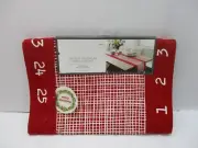 Advent Calendar Table Runner 14x72" Red Christmas Holiday Cotton New White
