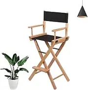 Beech High-Foot Director Chair, Portable Wooden Armchair, Foldable Professional Makeup Chair, Bar Height, Solid Wood Furniture,A