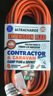 15M HEAVY DUTY CARAVAN EXTENSION LEAD CORD 240v 15amp ELECTRIC POWER CONNECTION