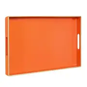 Orange Serving Tray with Handles, Modern Decorative Tray for Coffee Table, Pl...
