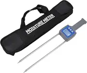 Grain Humidity Tester LCD Display Portable Handheld Digital Water Content Analyzer with Backlit Screen for Wheat Corn Rice Measurement ABS Stainless Steel 458mm Probe