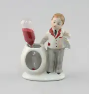9942875-ds Porcelain Egg Timer Hourglass Waiter Colourful Wagner & Apel ca.3min