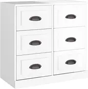 6 Drawer Chest, Dresser for Bedroom, Dresser Organizer, Tall Dresser Chest of Drawer, Mid Century Modern Sideboard for Living Room, Bedroom, Hallway, Home Office, High Gloss White 70x35.5x67.5 cm