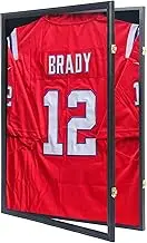 Jersey Frame Display Case Jersey Display Case Jersey Shadow Box with 98% Uv Protection Acrylic and Hanger for Baseball Basketball Football Soccer Hockey Sport Shirt and Uniform,Black Finish
