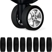[FOHOME] Luggage Wheel Covers for Suitcase 8 Pack Black Luggage Wheel Covers Silicone Luggage Wheels Protector Covers for Carry On Luggage Suitcases Office Chair Caster with Wheels