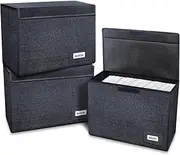 Leffis 3 Pack Comic Book Storage, Comic Book Box Collapsible and Stackable Comic Short Box with Lid and Label Slot 15.5" X 7.5" X 11.3" Holds 150 Comics (Black)