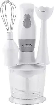 2-Speed Hand Blender and Food Processor with Balloon Whisk (White)