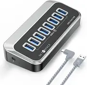 7-Port USB Hub, USB 3.2 Gen1 Hub, USB C Hub with 7 USB 5Gbps Data Multiports, USB Hub Unique 32° Easy Plug, USB Splitter USB Expander/Extender for Mac, Laptop, PC, DELL, HP, Lenovo