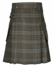 Men's Scottish Utility Kilt with Cargo Pockets Black Watch Weathered Tartan Kilt