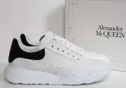 New sz 12 / 45 Alexander McQueen White Leather Court Trainer Sneaker Men Shoes