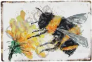 Bumble Bee Collecting Pollen Metal Tin Sign Warning Signs Home Decor Cabin Decor