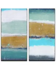 Ready2HangArt Coastal Shores Wrapped Canvas Wall Art by Norman Wyatt (2) 12in W x 24in H NoColor
