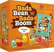 Enlightened Bada Bean Bada Boom - Plant-Based Protein, Gluten Free, Vegan, Crunchy Roasted Broad (Fava) Bean Snacks, 100 Calories per Serving, Saucy Box, 1 oz, 24 Pack