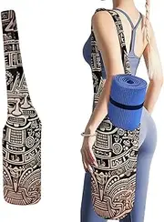 JKLQWH Mayan Calendar End Of The World Printed Yoga Mat Bag Long Tote with Pockets for Your Yoga Accessories Exercise Yoga Mat Carrier Holder Multi-Functional Storage Bag Holds Most Pilates Mats