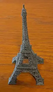 Eiffel Tower Plastic 3 D Printed Metallic Gray